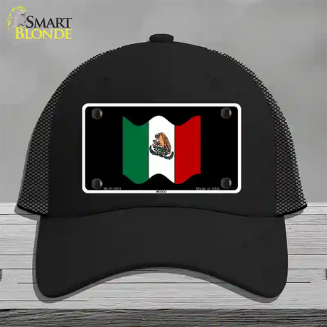 Mexico Waving Flag Novelty License Plate Hat Mesh / Black