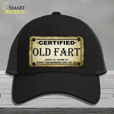 Certified Old Fart Novelty License Plate Hat Mesh / Black