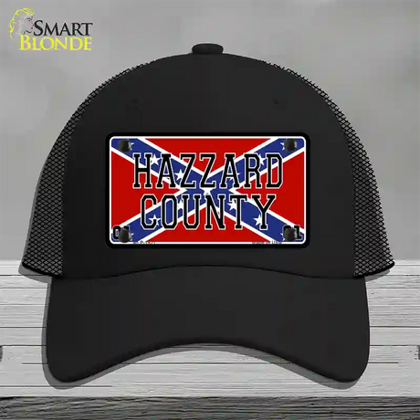 Hazard County Confederate Flag Novelty License Plate Hat Mesh / Black