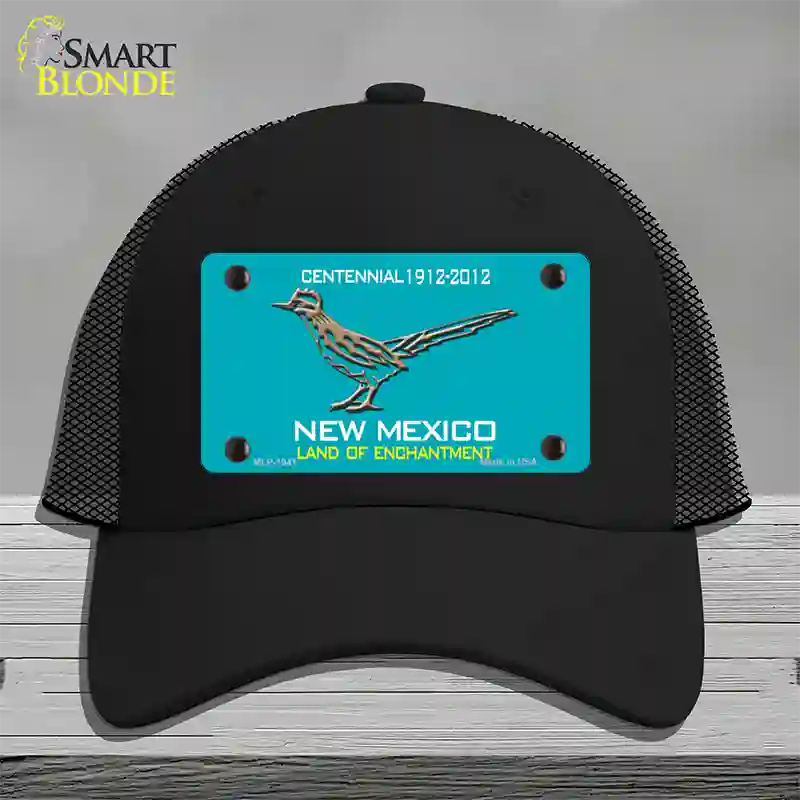 Road Runner Teal New Mexico Novelty License Plate Hat Mesh / Black