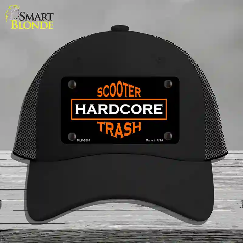 Hardcore Scooter Trash Black Novelty License Plate Hat Mesh / Black