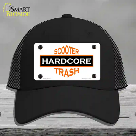 Hardcore Scooter Trash White Novelty License Plate Hat Mesh / Black