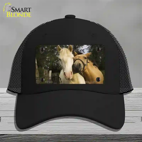 Horses Sweet On Each Other Novelty License Plate Hat Mesh / Black