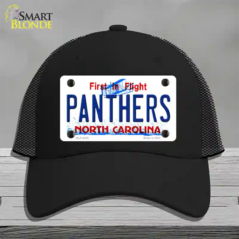 Panthers North Carolina State Novelty License Plate Hat Mesh / Black