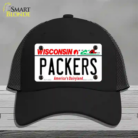 Packers Wisconsin State Novelty License Plate Hat Mesh / Black