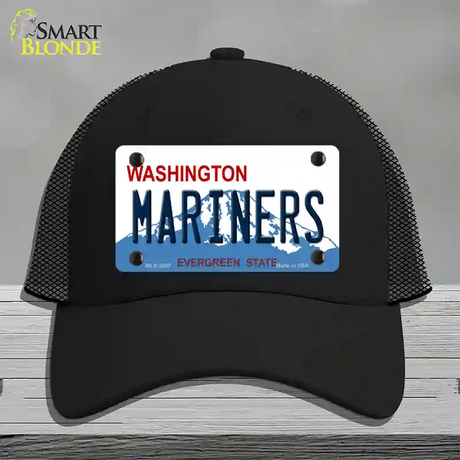 Mariners Washington State Novelty License Plate Hat Mesh / Black