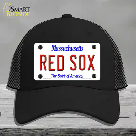 Red Sox Massachusetts State Novelty License Plate Hat Mesh / Black