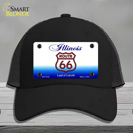 Route 66 Shield Illinois Novelty License Plate Hat Mesh / Black