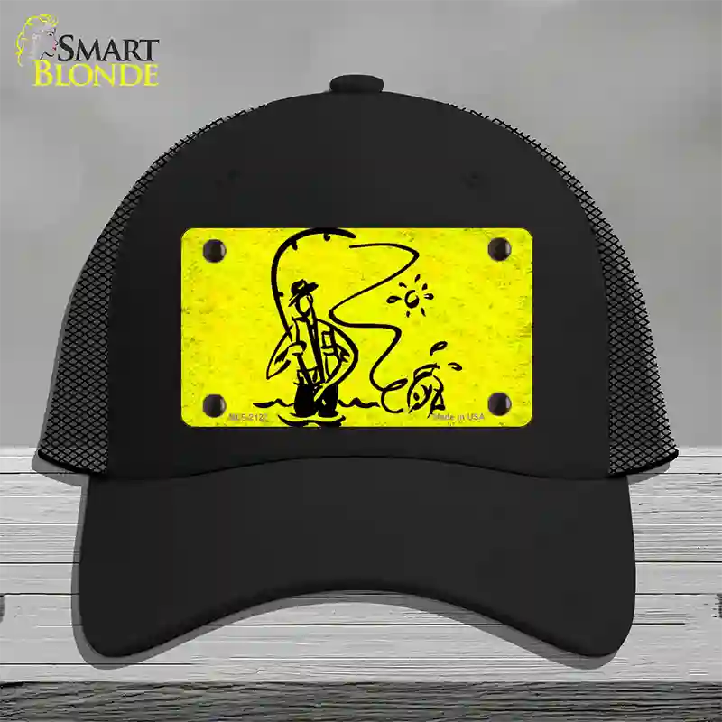 Fly Fishing Novelty License Plate Hat Mesh / Black