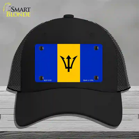 Barbados Flag Novelty License Plate Hat Mesh / Black