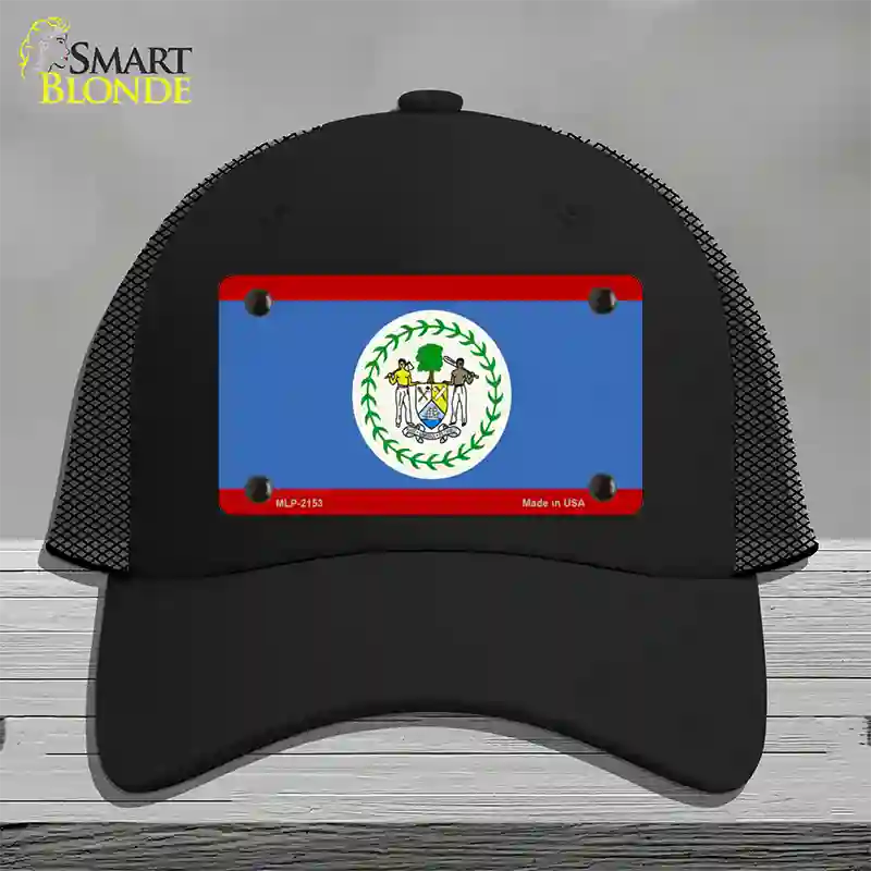 Belize Flag Novelty License Plate Hat Mesh / Black