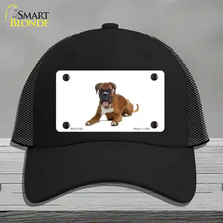 Boxer Dog Novelty License Plate Hat Mesh / Black