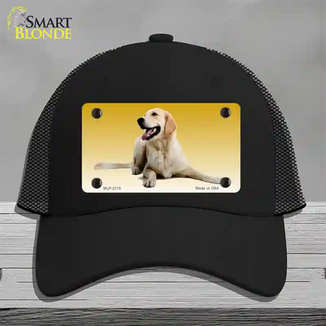 Golden Retriever Dog Novelty License Plate Hat Mesh / Black