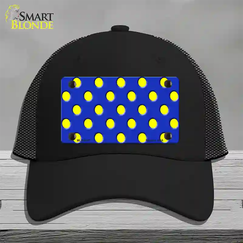 Yellow Polka Dots Royal Blue Novelty License Plate Hat Mesh / Black