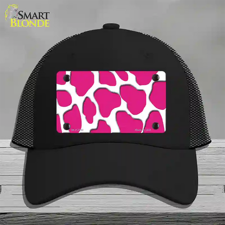 Pink White Giraffe Novelty License Plate Hat Mesh / Black