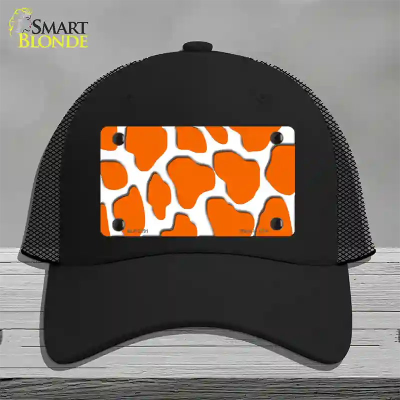 Orange White Giraffe Novelty License Plate Hat Mesh / Black