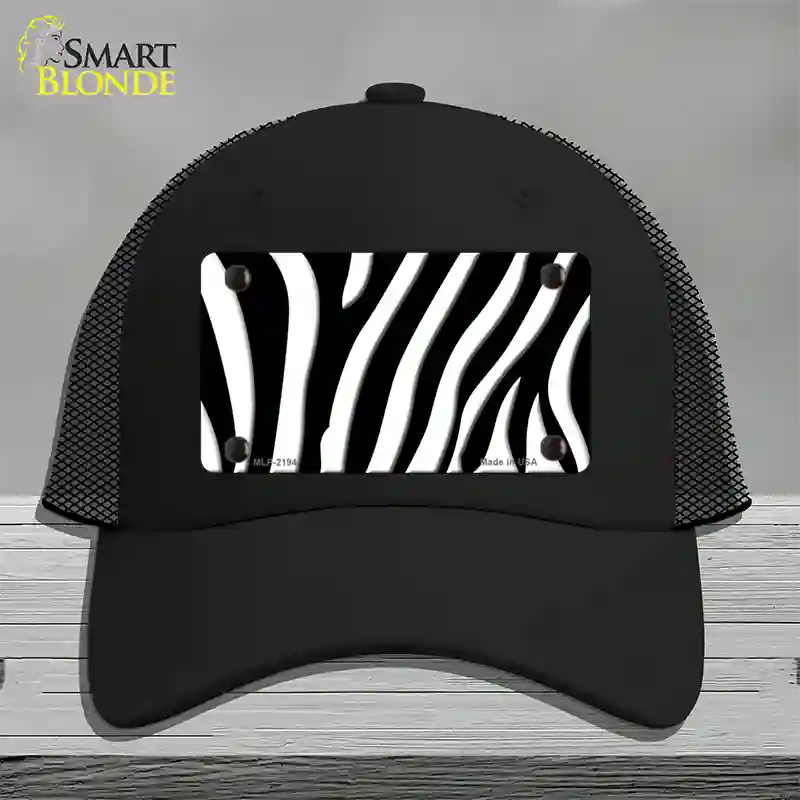 Black White Zebra Novelty License Plate Hat Mesh / Black