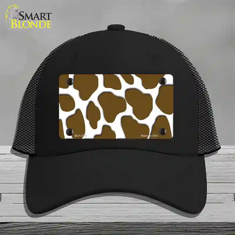 Brown White Giraffe Novelty License Plate Hat Mesh / Black