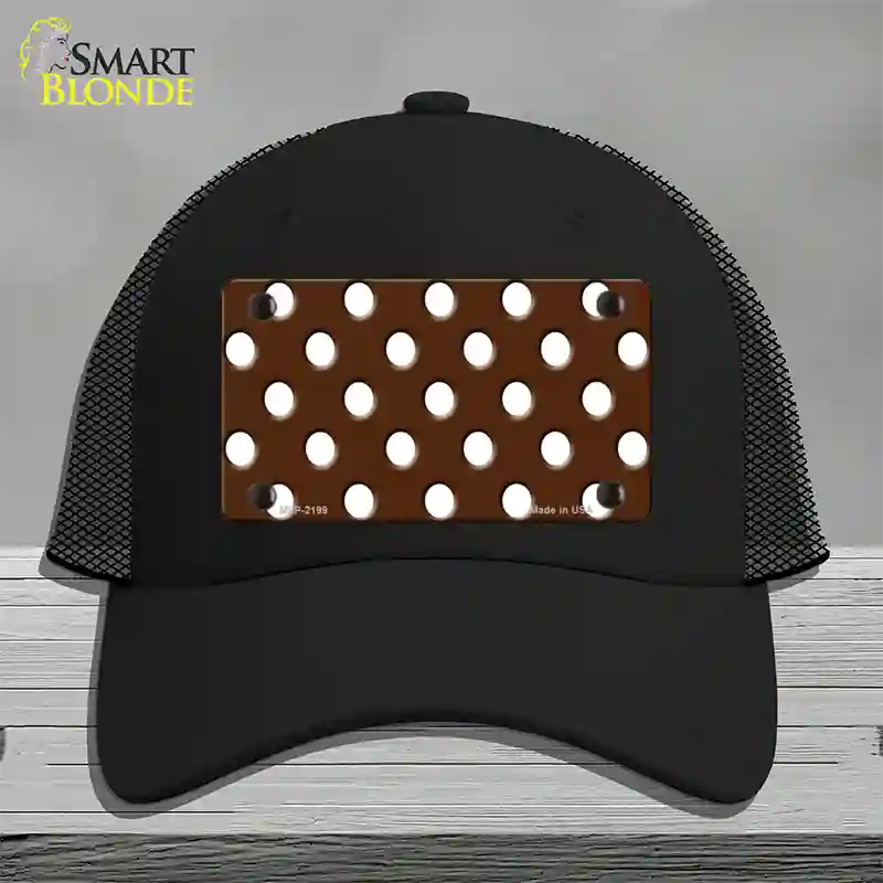 White Brown Polka DotsNovelty License Plate Hat Mesh / Black