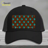 Teal Polka Dots Brown Novelty License Plate Hat Mesh / Black