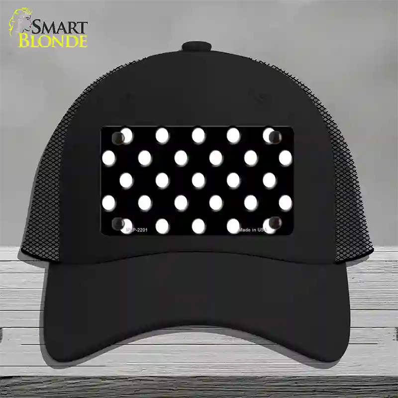 White Polka Dots Black Novelty License Plate Hat Mesh / Black