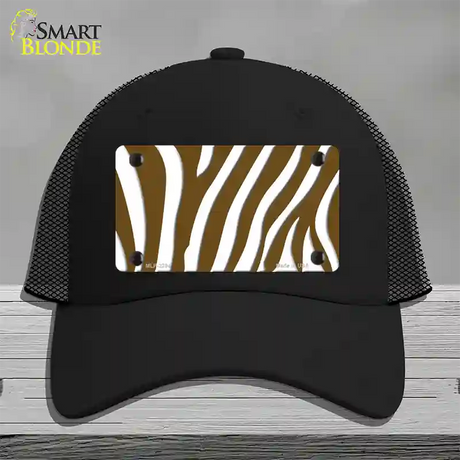 Brown White Zebra Novelty License Plate Hat Mesh / Black