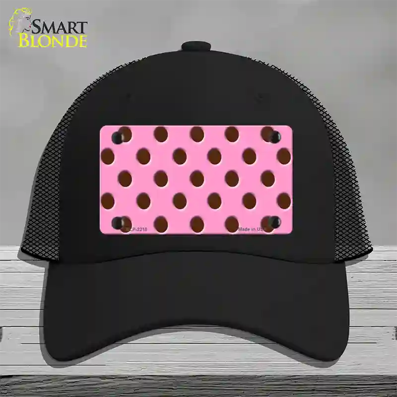 Chocolate Brown Polka Dots Pink Novelty License Plate Hat Mesh / Black