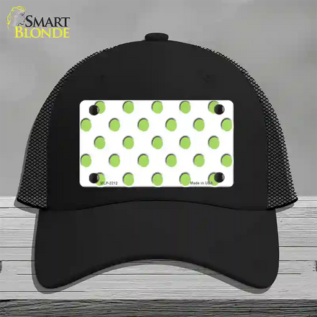 Lime Green Polka Dots White Novelty License Plate Hat Mesh / Black