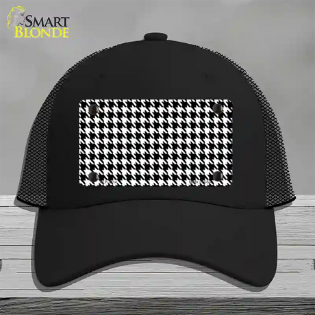 White Black Houndstooth Novelty License Plate Hat Mesh / Black