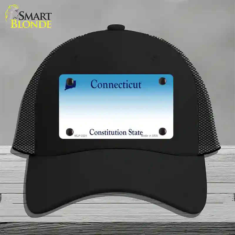 Connecticut State Blank Novelty License Plate Hat Mesh / Black