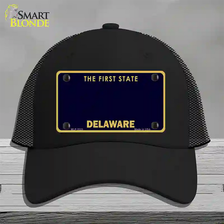 Delaware State Blank Novelty License Plate Hat Mesh / Black