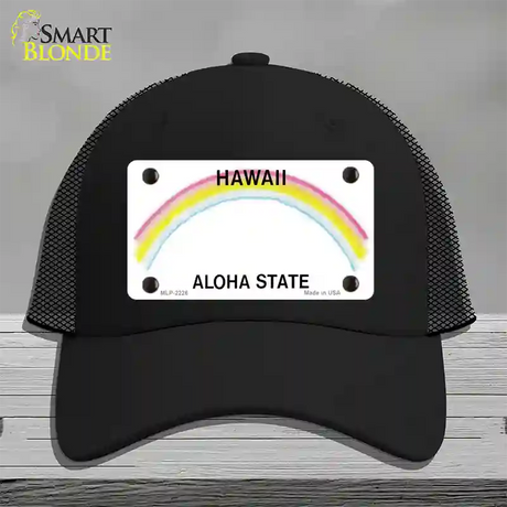 Hawaii State Blank Novelty License Plate Hat Mesh / Black