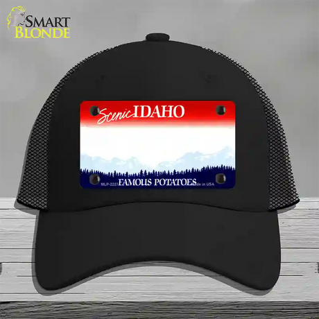 Idaho State Blank Novelty License Plate Hat Mesh / Black