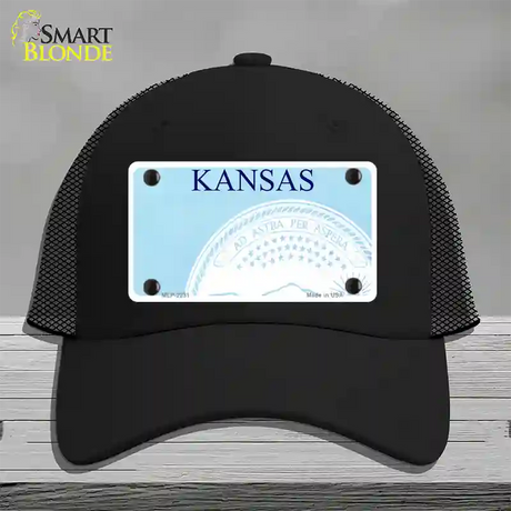 Kansas State Blank Novelty License Plate Hat Mesh / Black