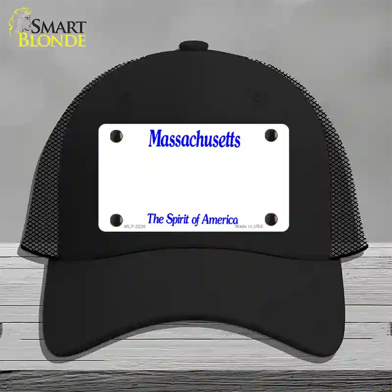 Massachusetts State Blank Novelty License Plate Hat Mesh / Black