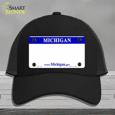 Michigan State Blank Novelty License Plate Hat Mesh / Black