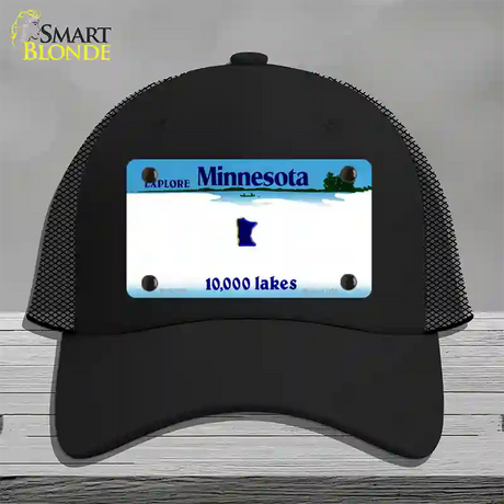 Minnesota State Blank Novelty License Plate Hat Mesh / Black