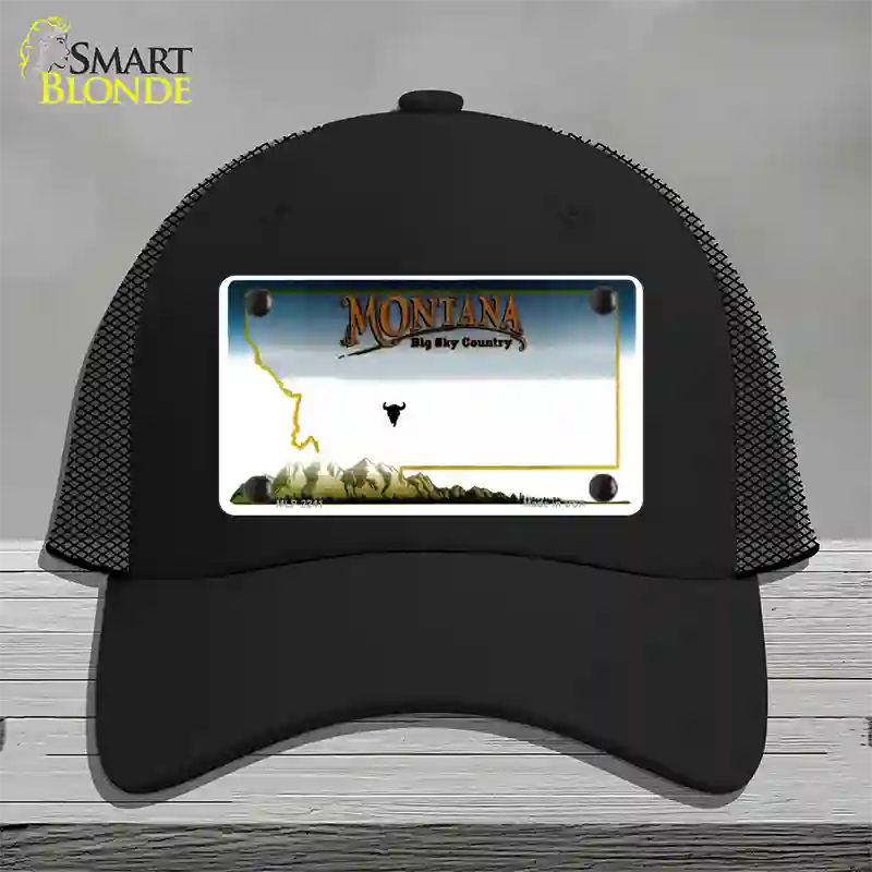 Montana State Blank Novelty License Plate Hat Mesh / Black