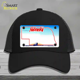 Nebraska State Blank Novelty License Plate Hat Mesh / Black