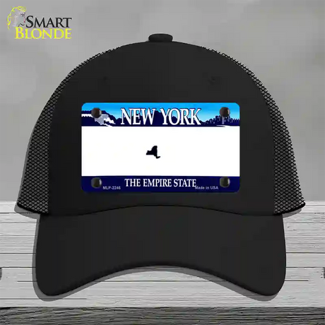 New York State State Blank Novelty License Plate Hat Mesh / Black