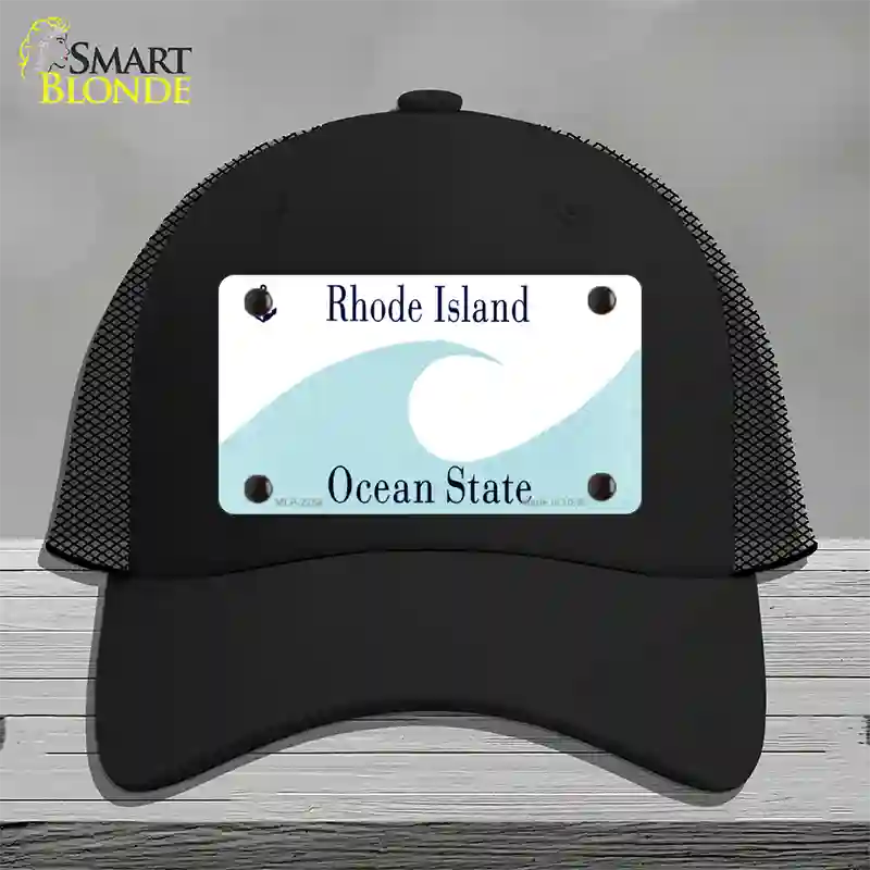 Rhode Island State Blank Novelty License Plate Hat Mesh / Black