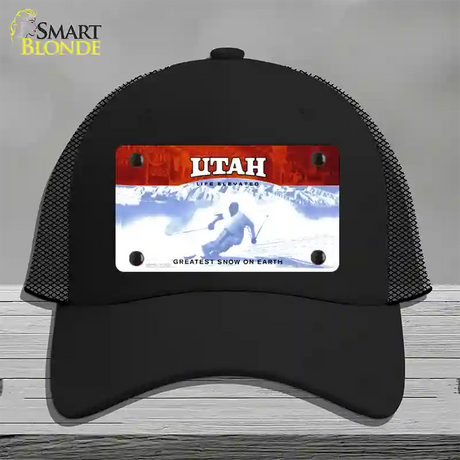 Utah State Blank Novelty License Plate Hat Mesh / Black