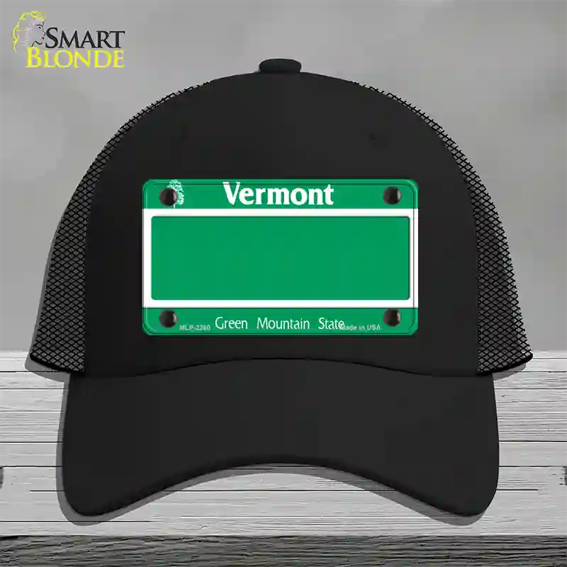 Vermont State Blank Novelty License Plate Hat Mesh / Black