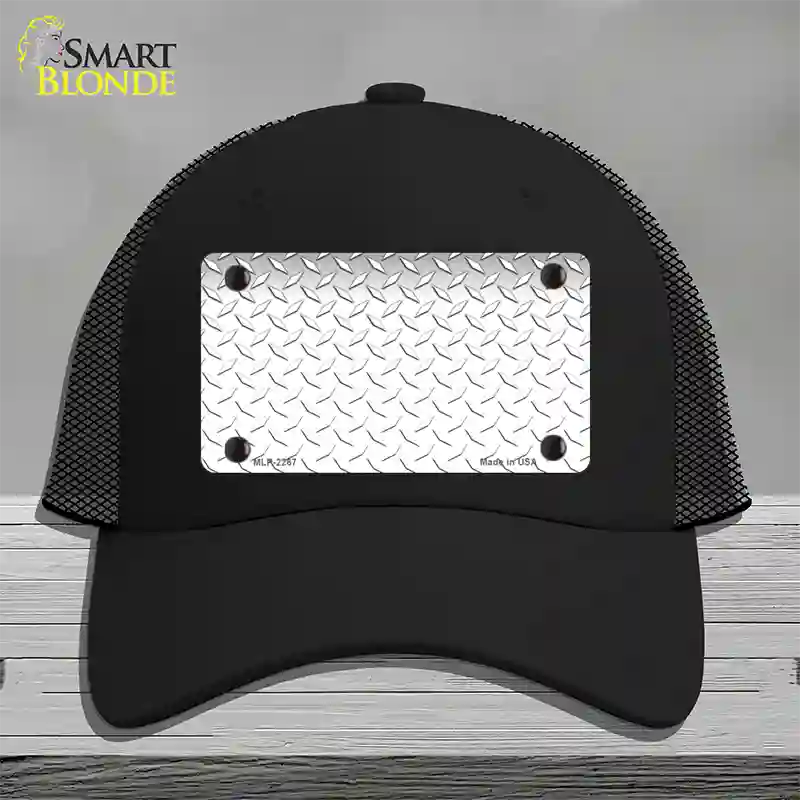 Diamond White Novelty License Plate Hat Mesh / Black