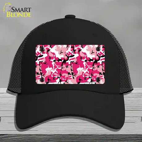 Pink Camouflage Novelty License Plate Hat Mesh / Black