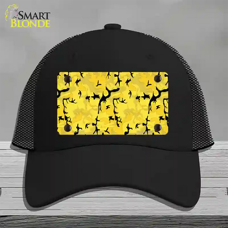 Yellow Camouflage Novelty License Plate Hat Mesh / Black