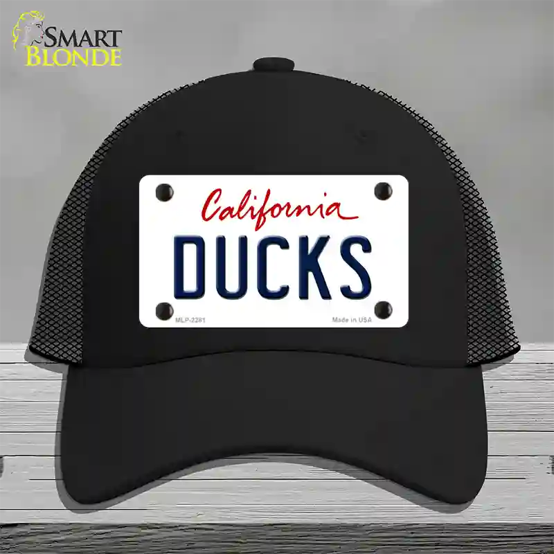 Ducks California State Novelty License Plate Hat Mesh / Black