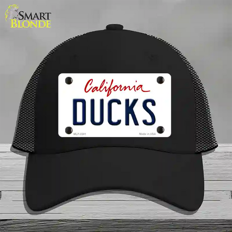 Ducks California State Novelty License Plate Hat Mesh / Black