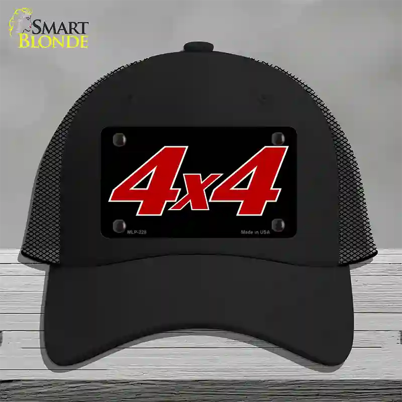 4 X 4 Black Novelty License Plate Hat Mesh / Black