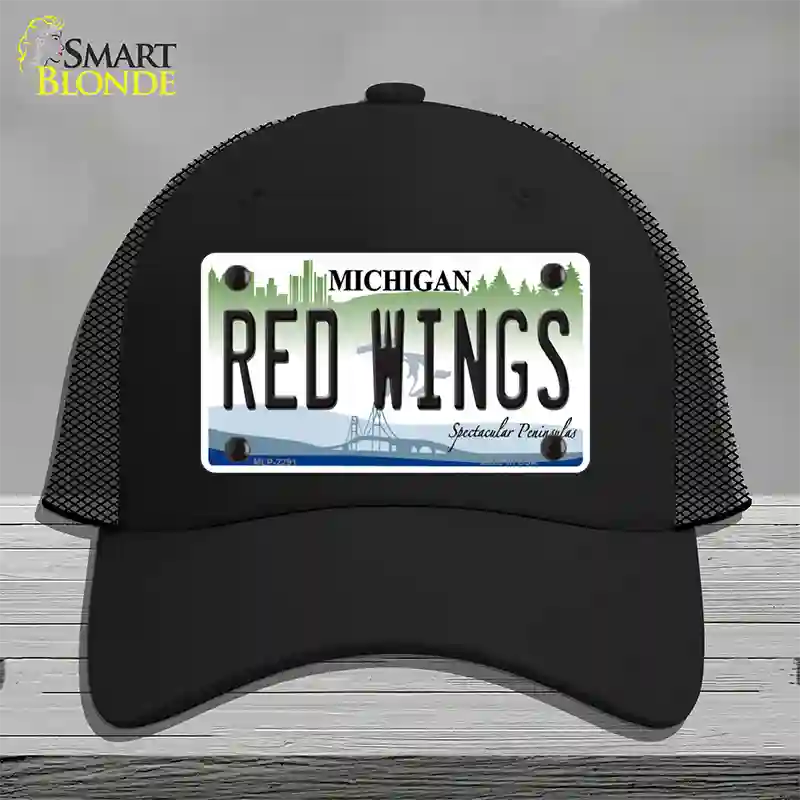 Redwings Michigan State Novelty License Plate Hat Mesh / Black